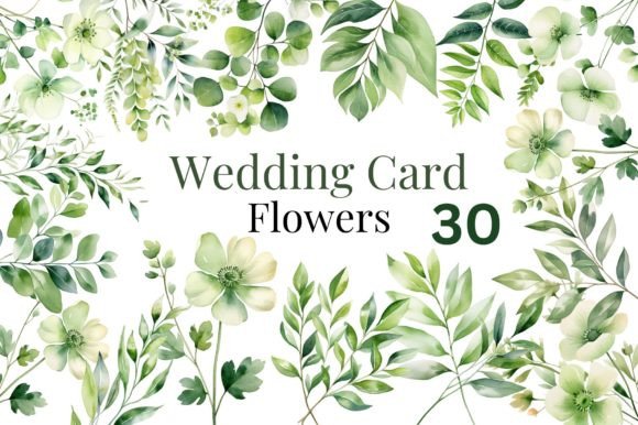 Download Green Wedding Watercolor Flowers Bundle - Flowers Collection