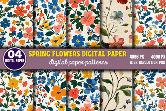 Download Spring Flowers Digital Paper Pattern 8 - Flowers Collection