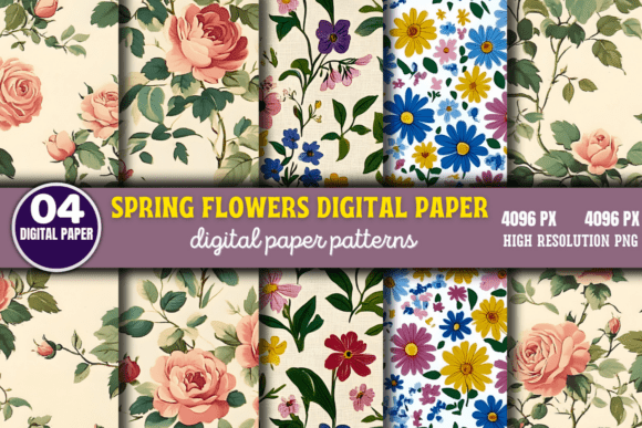 Download Spring Flowers Digital Paper Pattern 4 - Flowers Collection