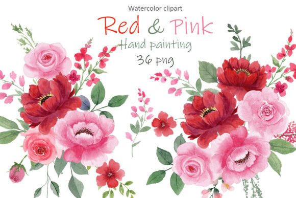 Download Watercolor Red and Pink Flowers - Flowers Collection
