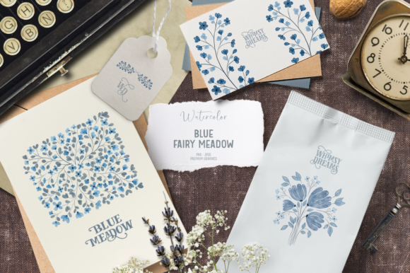 Download Romantic Blue Watercolor Flowers - Flowers Collection