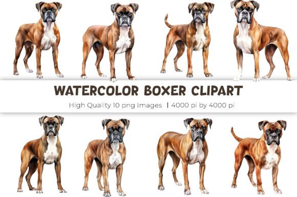 Download Watercolor Boxer Dog Clipart - Dog Collection