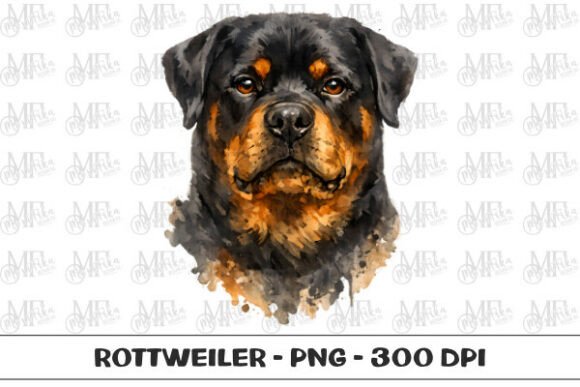 Download Rottweiler Dog Watercolor Portrait PNG - Dog Collection