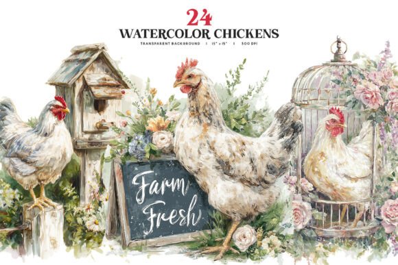 Download Watercolor Chicken Clipart Bundle - Premium Bundle