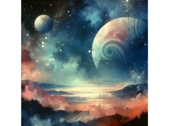Download A Painterly Style Space Scene with Plane - Premium Resources
