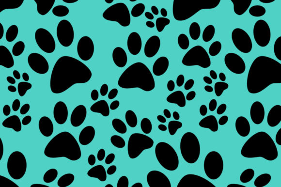 Download Seamless Dog Paw Print Pattern Silhouett - Dog Collection