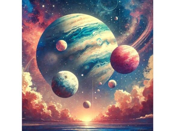 Download A Painterly Style Space Scene with Plane - Painterly style Collection