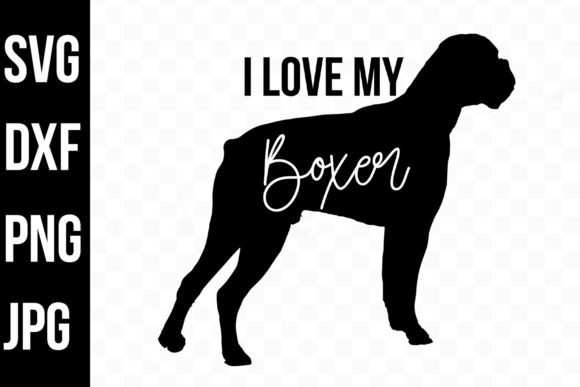 Download I Love My Boxer, Large Dog Silhouette - Dog Collection
