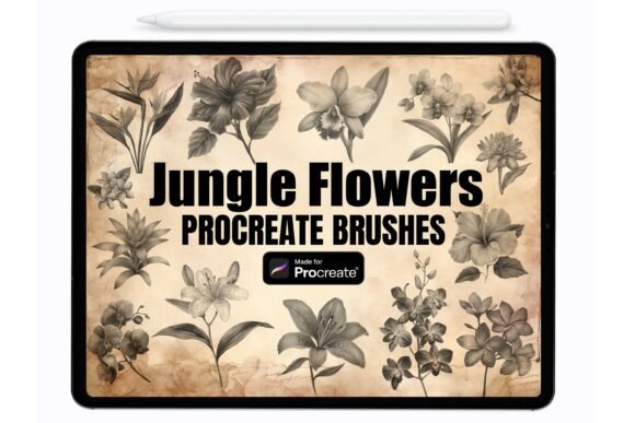 Download Jungle Flowers Procreate Stamps Brushes - Flowers Collection