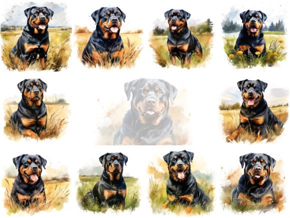 Download Rottweiler Watercolor Dog Clipart Set - Dog Collection