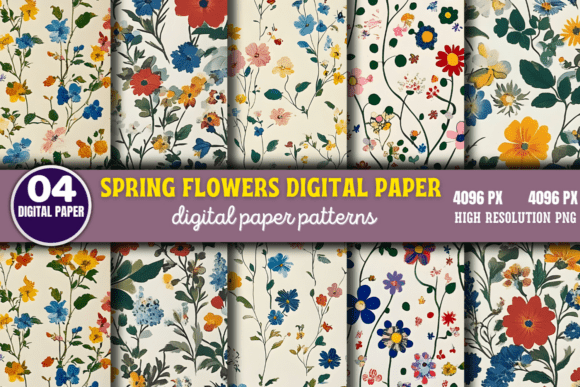 Download Spring Flowers Digital Paper Pattern 9 - Flowers Collection