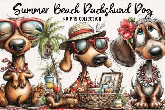 Download Summer Beach Dachshund Dog Clipart - Dog Collection