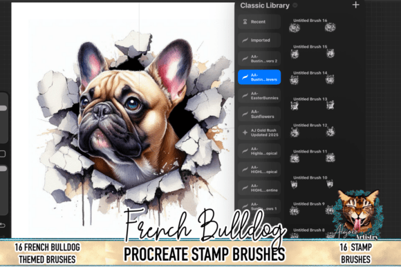 Download French Bulldog Procreate Brush Stamps - Dog Collection