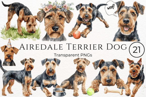 Download Airedale Terrier Dog Watercolor Clipart - Dog Collection