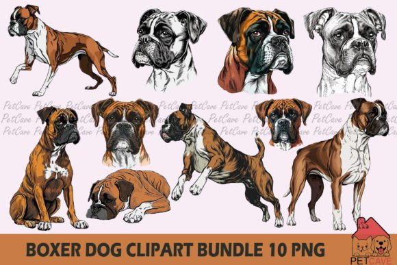 Download Boxer Dog Clipart Bundle - Dog Collection