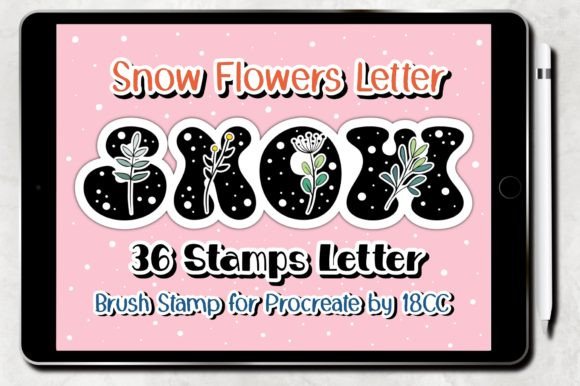 Download Snow Flowers Letter ‪Procreate Stamp - Flowers Collection