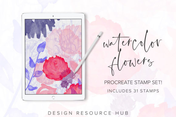 Download Watercolor Flowers Procreate Stamps - Flowers Collection