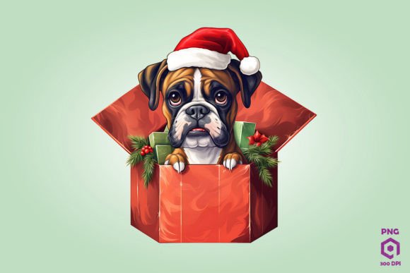 Download Christmas Boxer Dog Gift Box - Dog Collection