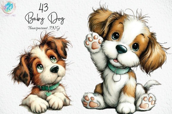 Download Whimsical Baby Dog Clipart PNG - Dog Collection