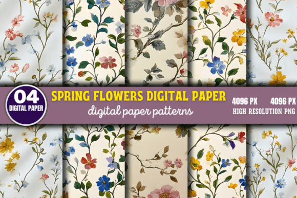 Download Spring Flowers Digital Paper Pattern 5 - Flowers Collection