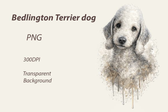 Download Watercolour Bedlington Terrier Dog Png - Dog Collection